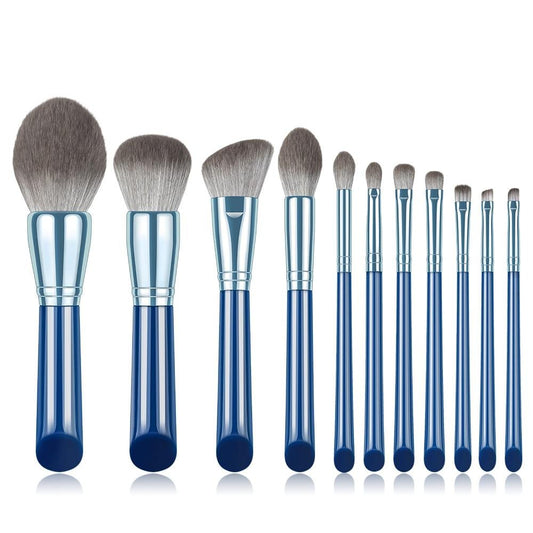 Exquisite blue makeup brushes set